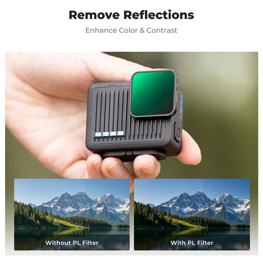 K&F Concept Nano-X Series PL Polarizer + ND4 8 16 Neutral Density Lens Filter Set for GoPro HERO 4K Action Camera with 2 to 4 Light Stops, Glare Reduction, 28 Multi-Layer Coated AGC Optical Glass, Water, Dust, Oil and Scratch Resistant