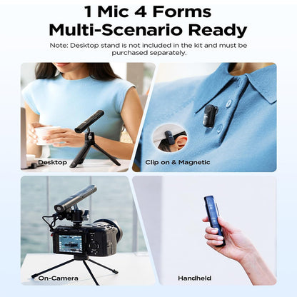 BOYA MAGIC-02 / MAGIC-05 Transformable Al-Powered Mini Wireless Lavalier Microphone Kit w/ USB-C, Lightning and 3.5mm TRS Receivers, AI Noise Reduction, 30Hrs Total Battery Life & 100M LOS Range — Versatile for Professional & Personal Use