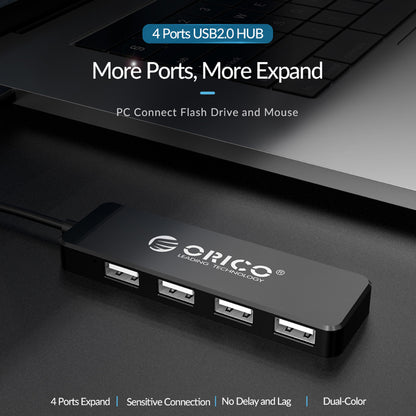 ORICO 4-Port USB 2.0 Hub for PCs, MacBook, iMac, Computer Desktops & Laptops (Windows, MacOS & Linux) USB HUB Extension Docking Station | ORICO-FL01