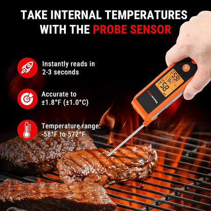 ThermoPro 2-in-1 Pocket Digital Laser Infrared Thermometer with Meat Probe for Home & Kitchen Cooking, Grilling, Roasting, Industrial, Automotive, HVAC, Maintainance & Repairs | TP410 | TP20