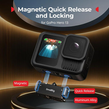 SmallRig QR Quick Release Adapter Mount for GoPro HERO13 Black Action Camera with Folding 2-Prong Base, 1/4"-20 Mounting Threads, Non-Slip Silicone Pads | 5437
