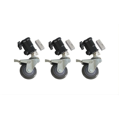 MEKING Locking Caster Wheel Set (3‑Pack) for Light Stand with Clamping Plates