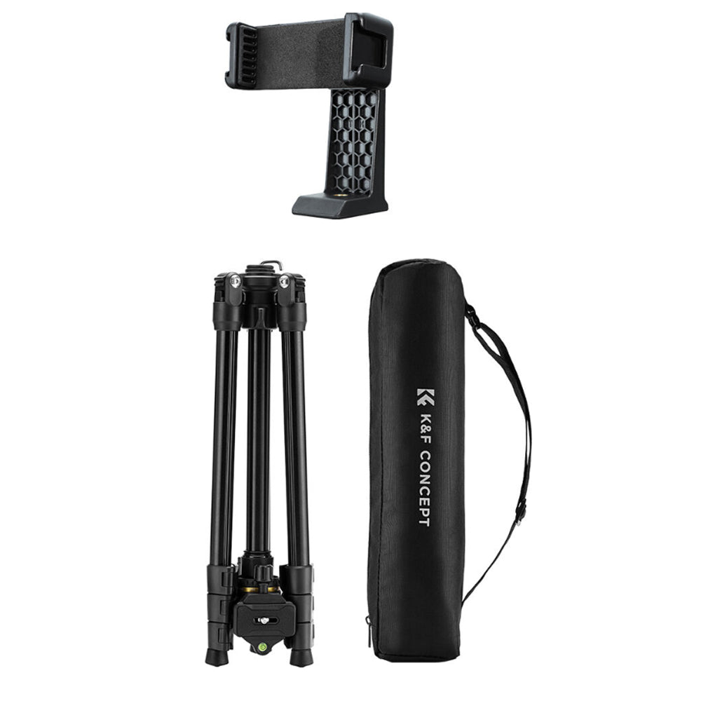 K&F Concept K234A3 Aluminum Camera Tripod with Arca-Type Quick Release Ball Head & Smartphone Holder - 178cm Max Height, 8kg Load Capacity, 4-Section Legs with Flip Locks