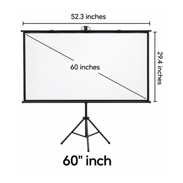 WANBO 60" / 100" HD Projector Screen – Foldable, Freestanding, Wall Mounted, No-Drill Installation
