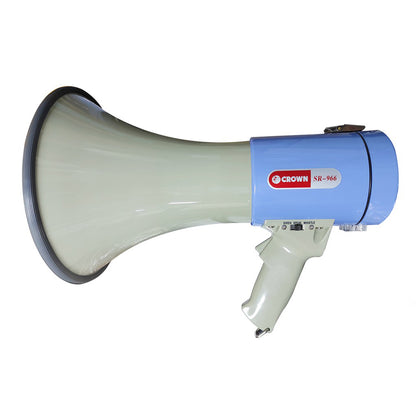 CROWN SR-966 30W Rechargeable Megaphone with Siren / Whistle and Voice Recorder with 35M Max Range and Detachable Microphone with Volume Controls and On/Off Side Switch