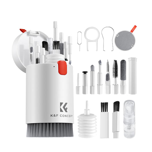 K&F Concept 20-in-1 Portable Storage Cleaning Kit with Microfiber Cloth, Liquid Solution Spray, Soft Brush, Air Blower, Needle Ejector, Pen Tip, etc. for Digital Camera, Lens, PC, Laptop Computer, Keyboard, Phone, Earphones | SKU-2078