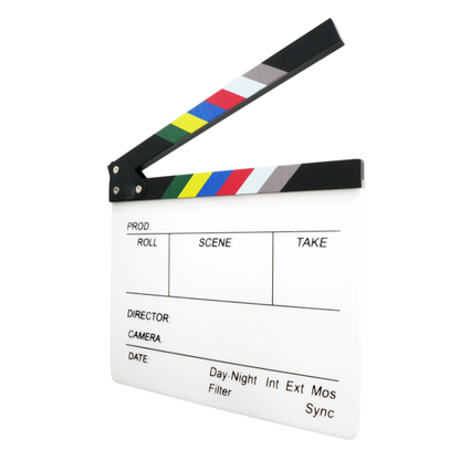 Cinepro 30 x 27cm | 20 x 20cm Acrylic / Wood Movie Film Clapper Board Directors Slate with Colored Stripe Stick