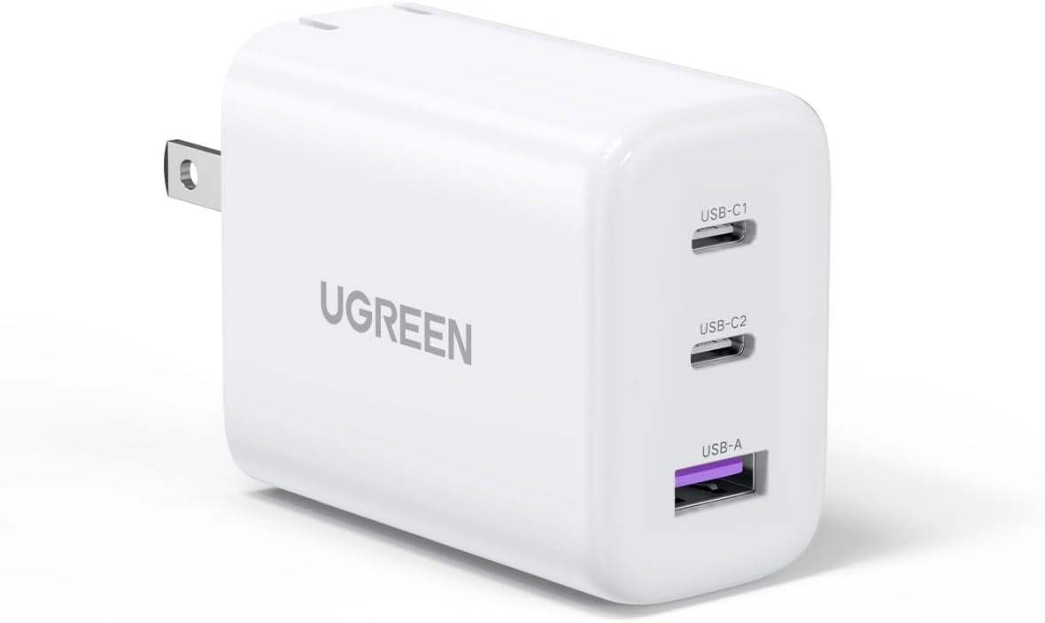 UGREEN Nexode 65W 3-Port USB GaN Fast Charger Wall Power Adapter for iPhone, iPad, MacBook, Samsung Galaxy, Huawei, Oppo, Vivo, Android Phone, Tab, Tablet, Laptop, Camera, etc. | 90495