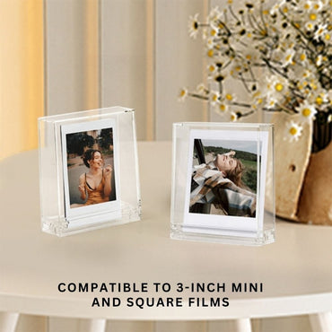 Pikxi Clear Acrylic Photo Frame for Instax Mini and Square Film with Transparent Case Cover