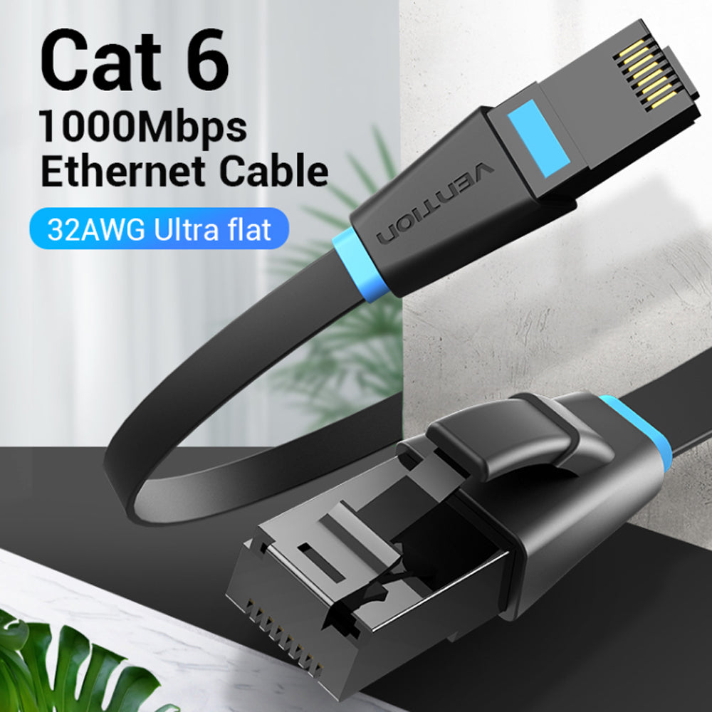 Vention CAT6 50m Ethernet UTP Patch Flat LAN Cable with 250MHz 1000Mbps Network Wire Cord for Internet Router PC Modem | IBJB Series