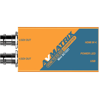 [CLEARANCE] AVMatrix Mini SC1112 3G-SDI to HDMI / Mini SC1221 HDMI to 3G-SDI Pocket-Size Broadcast Converter 1080p60 with AC Power Adapter, LED Power Indicator, Micro USB Port, and Mounting Bracket