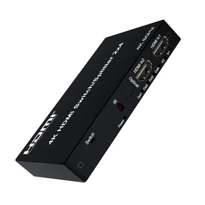 ArgoX 4K 60Hz HDMI Switch Splitter 2x4 Video Converter with EDID Switch, Audio Extractor, Support 3D, IR Control, 3.5mm Optical Fiber & R/L Audio for PC, PS5, Xbox, TV, Monitor, Projector | HDMX06-N