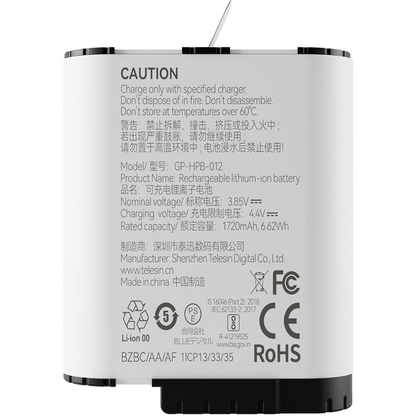TELESIN 1720mAh Rechargeable Stamina Battery for GoPro HERO 12/11/10/9 Black Action Cameras