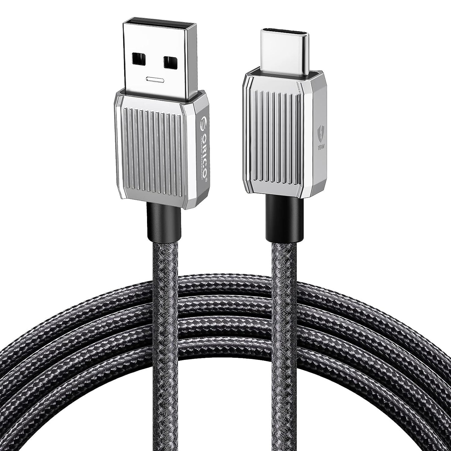ORICO GQZ15 (1m ) USB-A to USB Type C Fast Charging Data Cable 5V/3A 15W, 480Mbps Transmission Rate, Nylon-Braided Zinc Alloy for Type C Port Devices, Smartphones, Android, Tablet