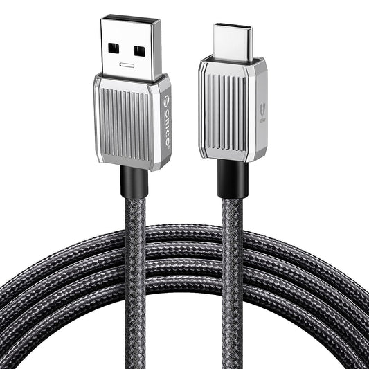 ORICO GQZ15 (1m ) USB-A to USB Type C Fast Charging Data Cable 5V/3A 15W, 480Mbps Transmission Rate, Nylon-Braided Zinc Alloy for Type C Port Devices, Smartphones, Android, Tablet