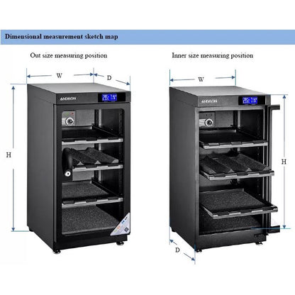 Andbon AD-100C Horizontal Dry Cabinet Box 100L Liters Digital Display with Manual Humidity Controller