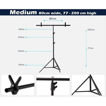 [CLEARANCE] Pxel LS-BD20X8T 200cm x 80cm T Type Photography Background stand with Clip -