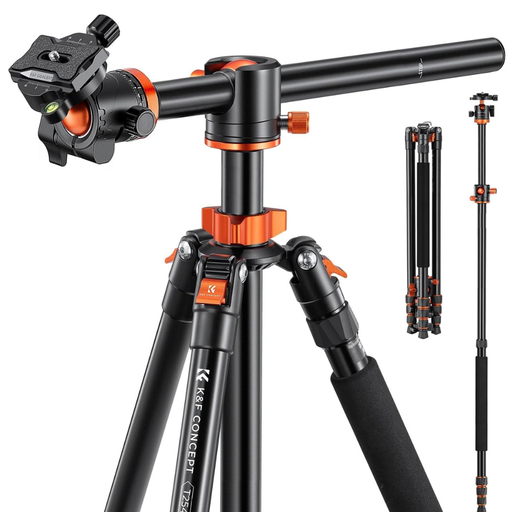 K&F Concept 360° Ball Head 5 / 4 / 3-Section Aluminum Tripod + Detachable Monopod with 12 / 10kg Maximum Load Capacity & 94" / 78" / 69" / 62" Height, 1/4" Threaded Mounts for DSLR Mirrorless Cameras