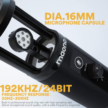 Maono AU-PM422 Professiol USB Condenser Cardioid Microphone with 3.5mm Audio Jack Arm Stand Pop Filter for Podcast Livestream Youtube Recording Gaming