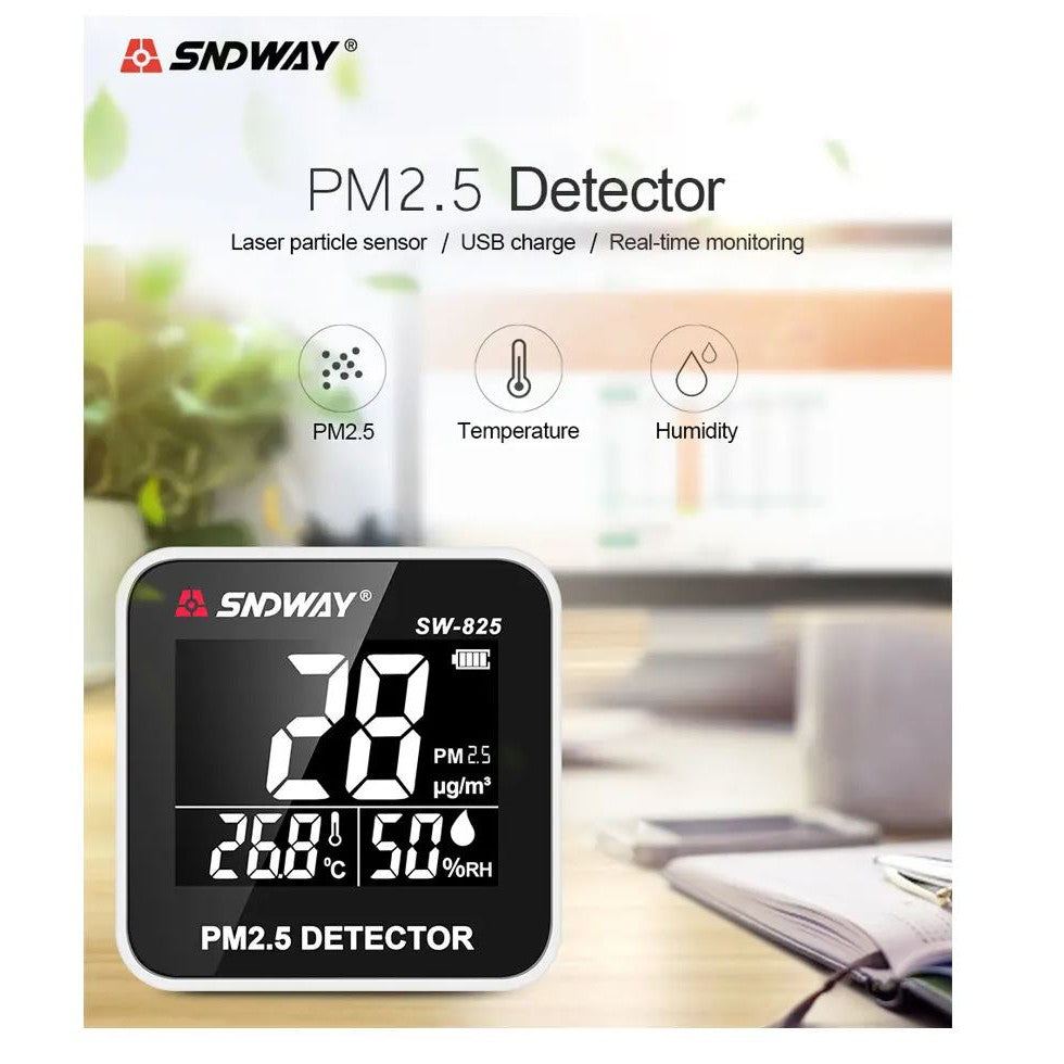 [CLEARANCE] Sndway SW-825 - SW825 Digital Air Quality Monitor Laser PM2.5 Detector Tester Temperature Humidity Meter