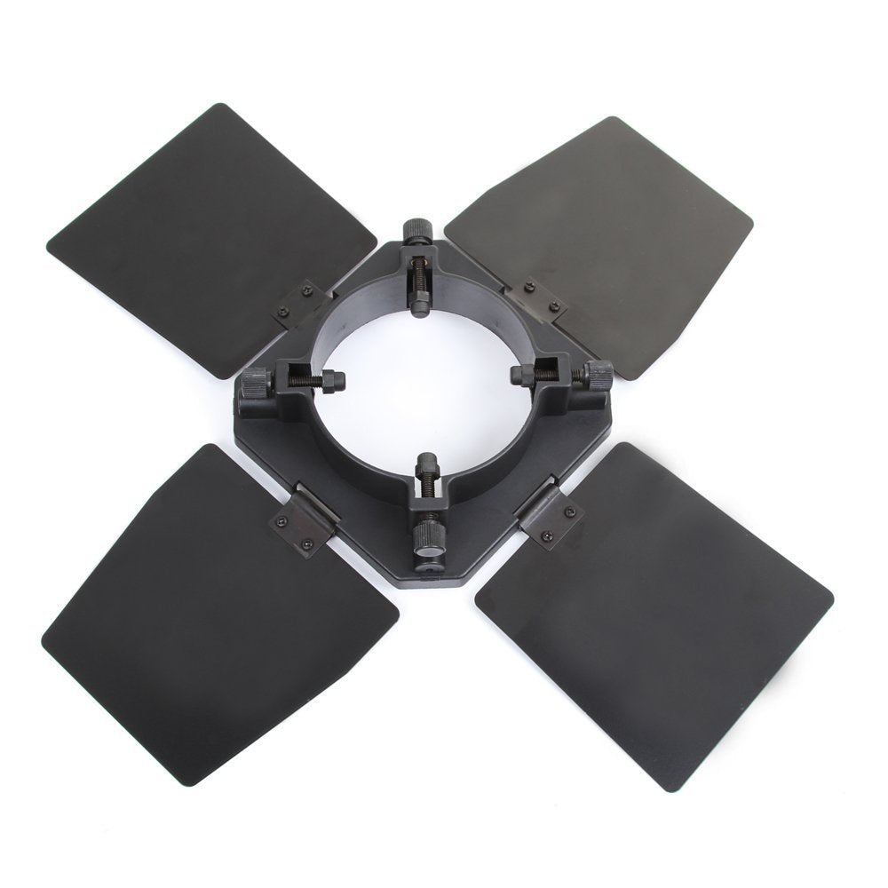 Pxel Universal Mount 3in1 Barn Door Honeycomb Grid & 4 Color Gel Filters Barndoor Kit