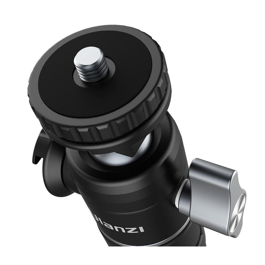 Ulanzi U-60 Mini Aluminum Tripod Ball Head with Dual Cold Shoe Mount Bracket 360 Degree Rotatable Base