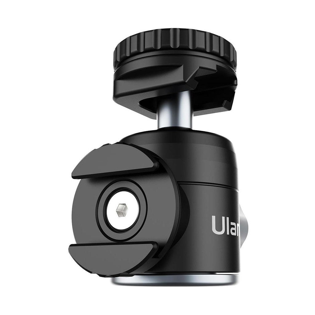 Ulanzi U-60 Mini Aluminum Tripod Ball Head with Dual Cold Shoe Mount Bracket 360 Degree Rotatable Base