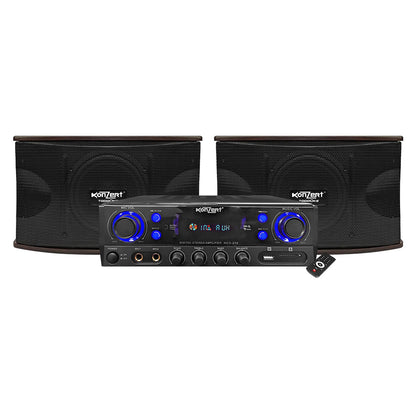 Konzert TodoOke KCS-212 1800W 6" 2-Way Woofer Micro Component Karaoke Speaker System (SET) with 2 Channel Output, Bluetooth, FM Radio Tuner and RCA, Mic Inputs and Remote Control
