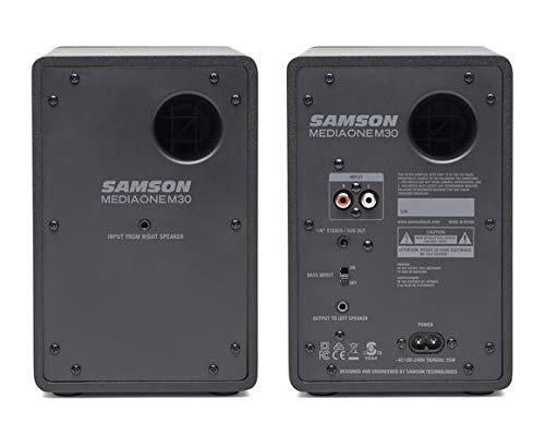 [CLEARANCE] Samson MediaOne M30 Powered Studio Monitors  Speakers 10W Power with Bass Boost Switch and 1/8" Sub and Headphone Outputs