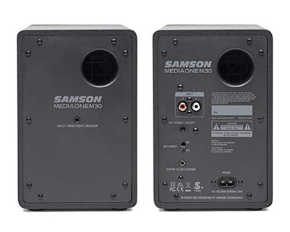 [CLEARANCE] Samson MediaOne M30 Powered Studio Monitors  Speakers 10W Power with Bass Boost Switch and 1/8" Sub and Headphone Outputs