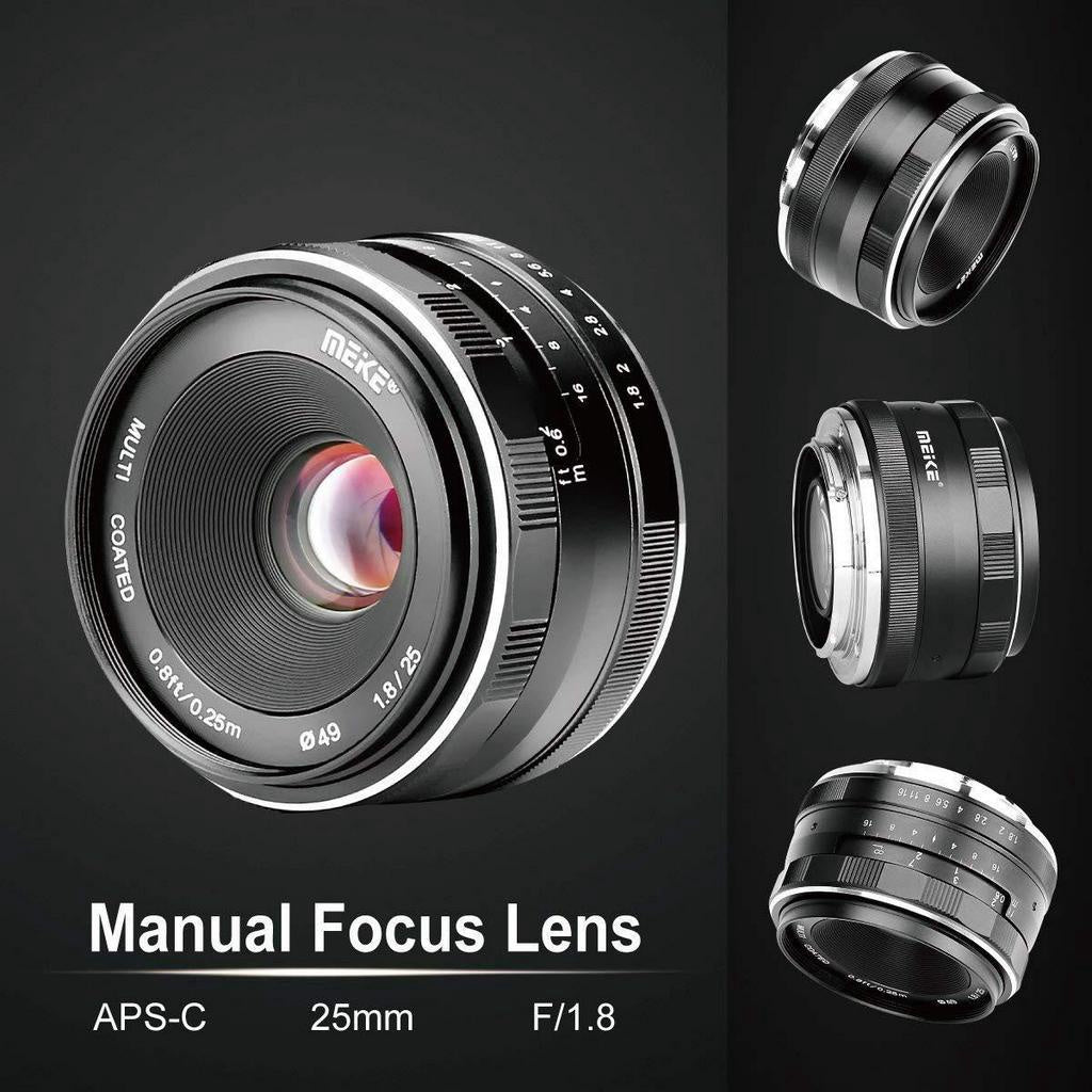 [CLEARANCE] Meike MK 25mm f/1.8 Large Aperture Wide Angle Lens Manual Focus Lens for Canon EOS-M Mount Mirrorless Cameras