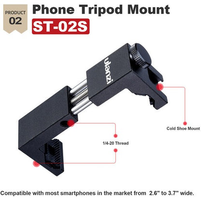 [CLEARANCE] Ulanzi VM-Q1 Condenser Cardioid Shotgun Microphone with ST-07 Phone Holder & MT-08 Mini Tripod for Vlogging Livestream Youtube Recording Streaming Video Content | Vlog Kit 2 1914