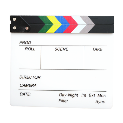 Cinepro 30 x 27cm | 20 x 20cm Acrylic / Wood Movie Film Clapper Board Directors Slate with Colored Stripe Stick