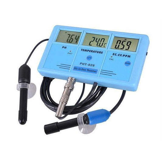 [CLEARANCE] PHT-026 Pro 6 in 1 Rechargeable Multifunction LCD Digital Meter Water Quality Tester EC CF TDS ppm PH C° F°