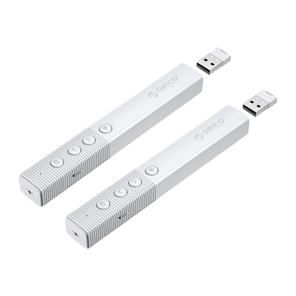 [CLEARANCE] ORICO 2.4GHz Wireless Presentation Remote Clicker (AAA Battery, Built-in Battery) with 50m Control Range, 3R Class Laser, 360° Directiol Point, Magnetic USB Receiver for Windows, macOS, Linux, Android | Black, White