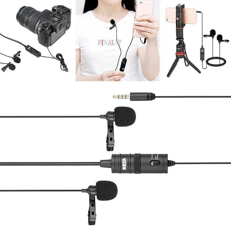 [CLEARANCE] Boya BY-M1DM Dual Lavalier Microphone for Smartphones, DSLR Cameras, Audio Recorders, PC ideal for Vlog, Youtube, Streaming M1DM