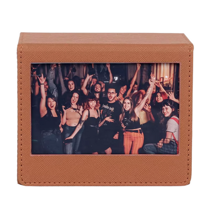 Pikxi PU Leather Photo Storage Pocket Box for FUJIFILM Instax Wide Films with Maximum 50 Slots Capacity & PVC Front Display | Black Brown Green