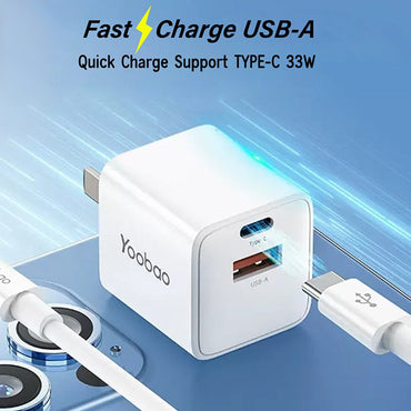 [CLEARANCE] Yoobao YAD-C010A 33W GaN PD Super Fast Charging Adapter with Type C and USB A Port for Phone, Tablet, iPhone, Android