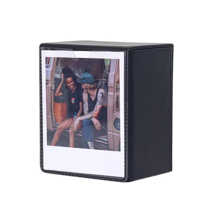 Pikxi PU Leather Photo Storage Pocket Box for FUJIFILM Instax Wide Films with Maximum 50 Slots Capacity & PVC Front Display | Black Brown Green