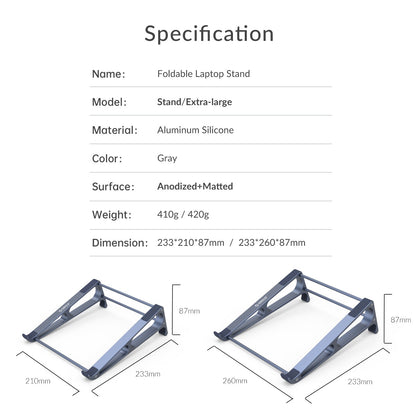 ORICO Aluminum Laptop Stand Desktop Riser (21x23.3cm / 26x23.3cm) for MacBook, iPad, Notebook Computers, and Tablets