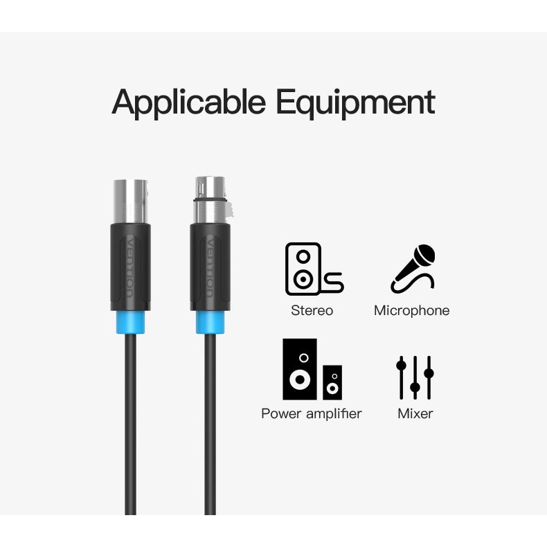 [CLEARANCE] Vention XLR Female to Male 5-Meters Nickel Plated (BBF) Audio Extension Cable for Home Audio, Amplifiers, Mixers, Microphones, Stereos