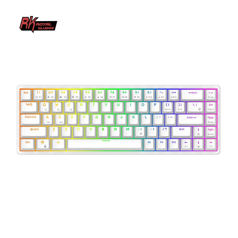 [CLEARANCE] Royal Kludge RK RKG68 68 Keys Mechanical Gaming Keyboard 2.4G Wireless Hot Swappable TKL with Bluetooth 5.0 (White, Black) (Blue Clicky, Red Linear, Brown Tactile Switch)