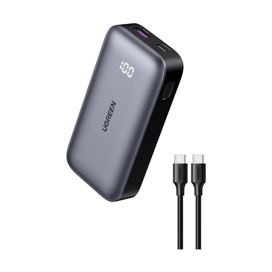 UGREEN Nexode 10000mAh Mini Pocket-Sized Power Bank PD 30W with Two-Way USB Type C Charging and LED Display Indicator for iPhone iPad Airpods Samsung Huawei Xiaomi Android Mobile Phone Smartphone Cellphone Tablet  - Chargers and Powerbanks