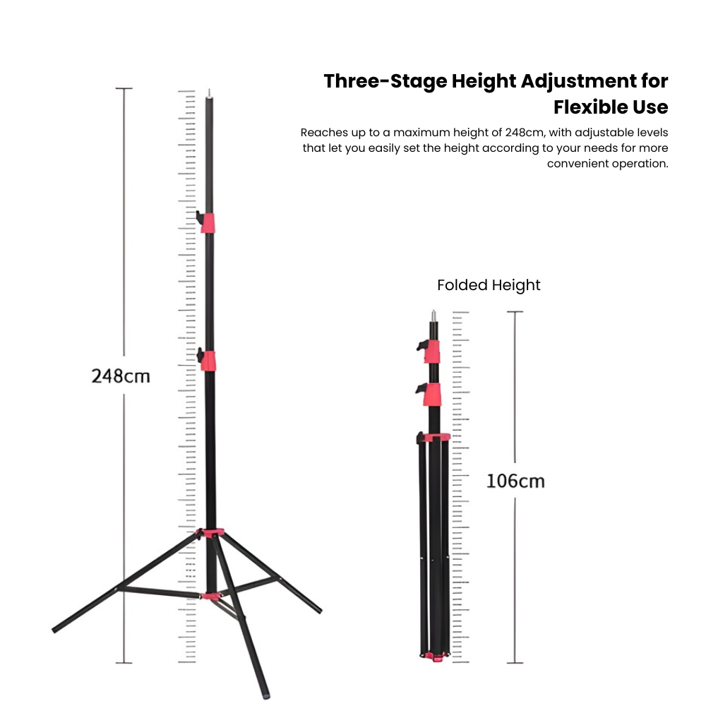 Meking WH‑9325 3-Section Light Stand w/ 2.7m Max Height & 5kg Max Load Capacity