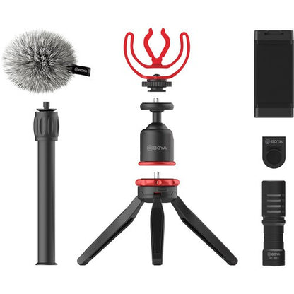 [CLEARANCE] Boya BY-VG330 Vlogger Kit Video Rig with Microphone, Mini Tripod Extension Tube Ball Head and Phone Holder Clamp