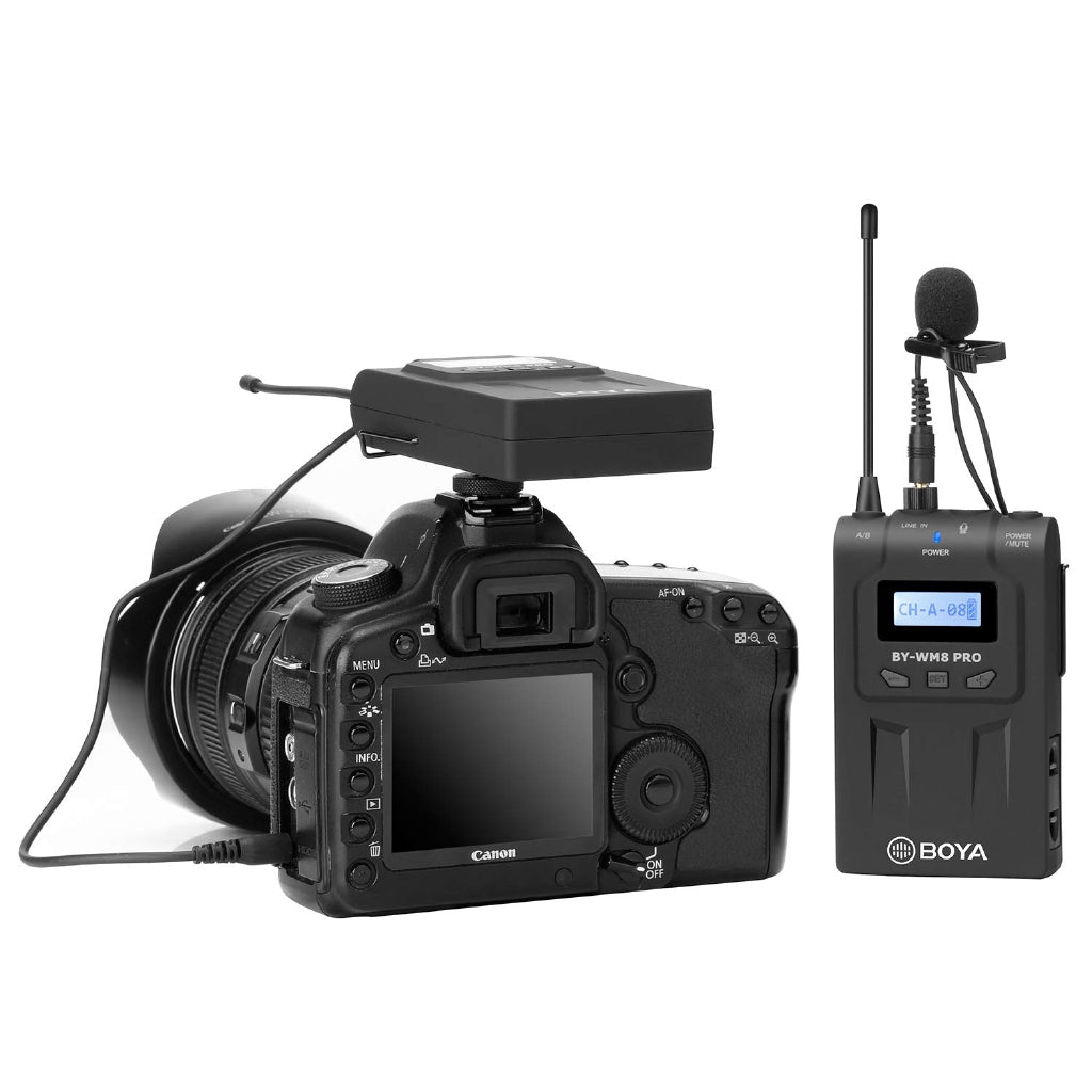 [CLEARANCE] Boya BY-WM8 Pro K1 UHF Dual Channel wireless Lapel Receiver with One Lavalier Microphone Transmitter