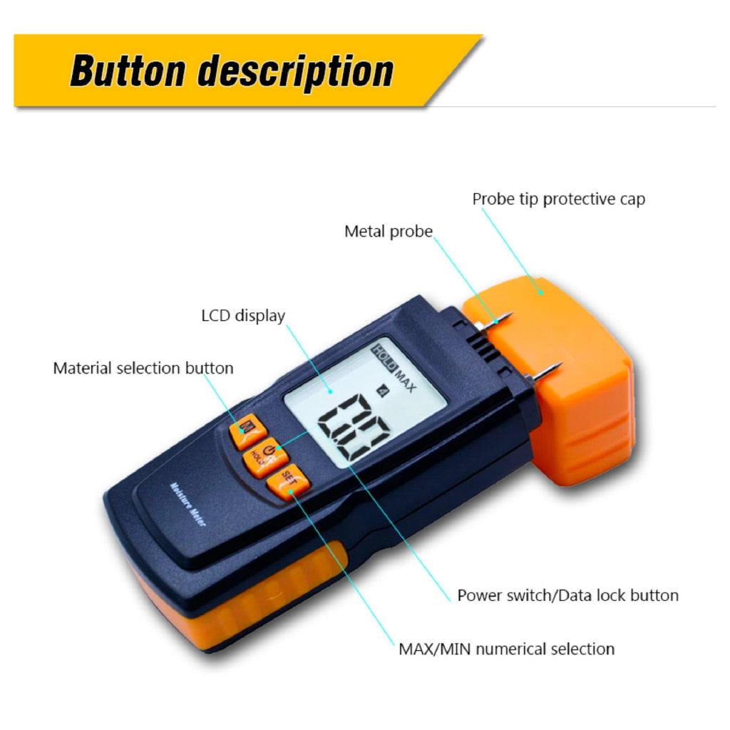 Benetech GM605 LCD Digital Wood Moisture Meter Humidity Tester 0~41%