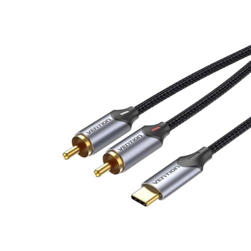 [CLEARANCE] Vention USB-C Male to 2-Male RCA Cable Type-C Audio Cord (BGUH) for Computer, Smartphone, Stereos (2M)