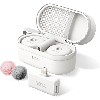 [CLEARANCE] BOYA Omic-U 2 Person Dual Channel 2.4GHz Wireless Omnidirectional Microphone System USB Type-C w/ 50m Max Range, HD Audio & Noise Cancellation, Detachable Magnetic Belt Clip and Wireless Charging Case for Vlogging