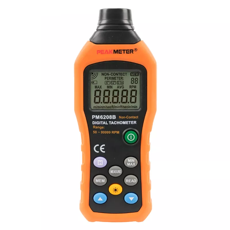 PeakMeter PM6208B Non-Contact Digital Tachometer Max 50~99999RPM Speed Meter Rotation Tester